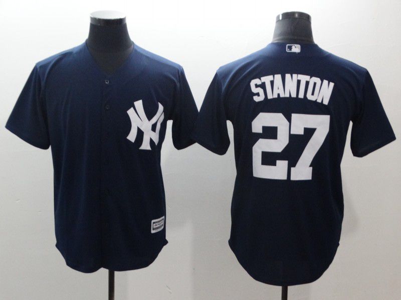 Men New York Yankees #27 Stanton Blue Game MLB Jerseys->new york yankees->MLB Jersey